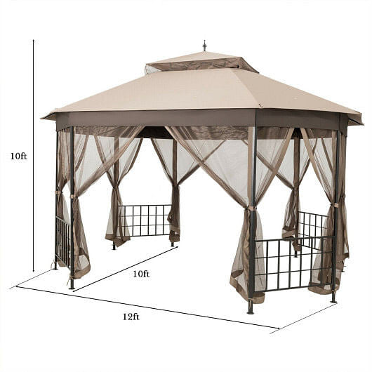 10'x 12' Octagonal Patio Gazebo-Brown