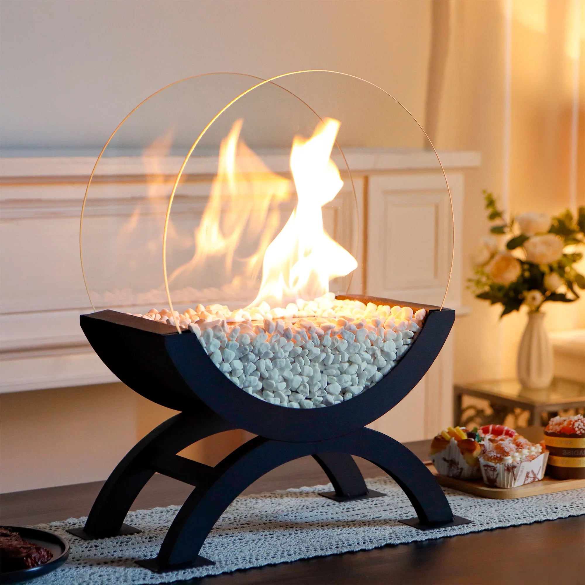 48cm H Portable Round Tabletop Fireplace（Currently available in Europe）