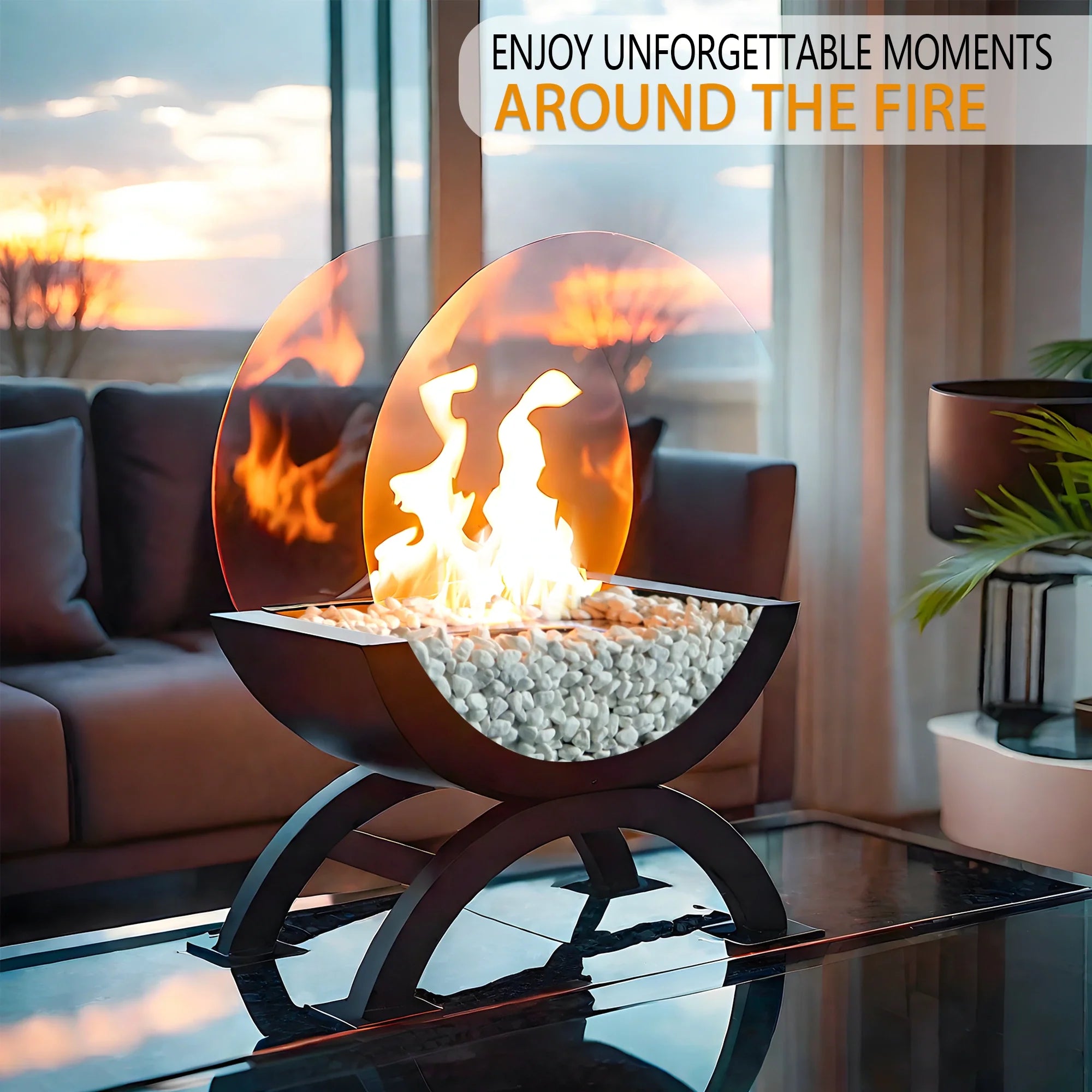 48cm H Portable Round Tabletop Fireplace（Currently available in Europe）